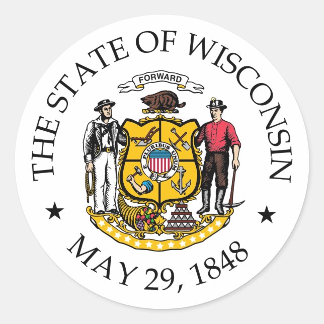 Wisconsin sign classic round sticker (Front)