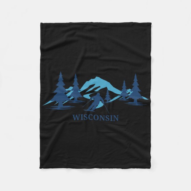 Wisconsin Ski Resort Skiing Skier  Fleece Blanket (Front)