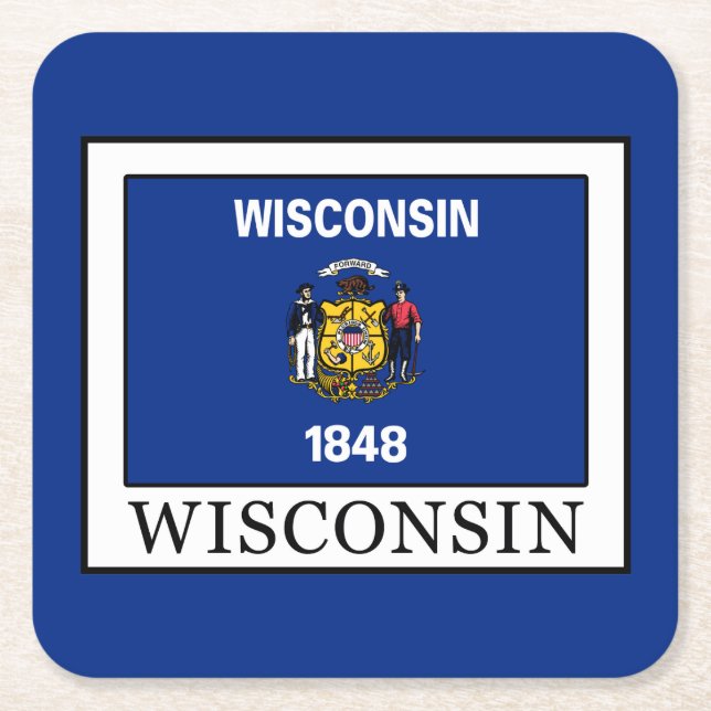 Wisconsin Square Paper Coaster (Front)
