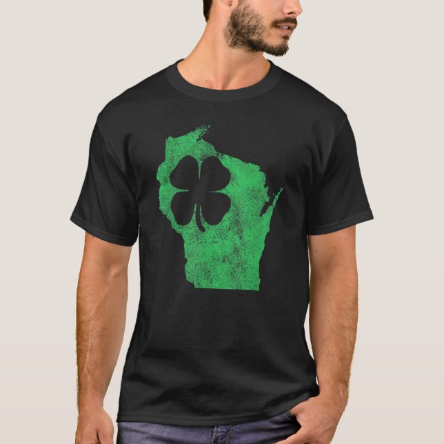 Wisconsin  St Patrick S Day Shamrock C  Irish T-Shirt (Front)
