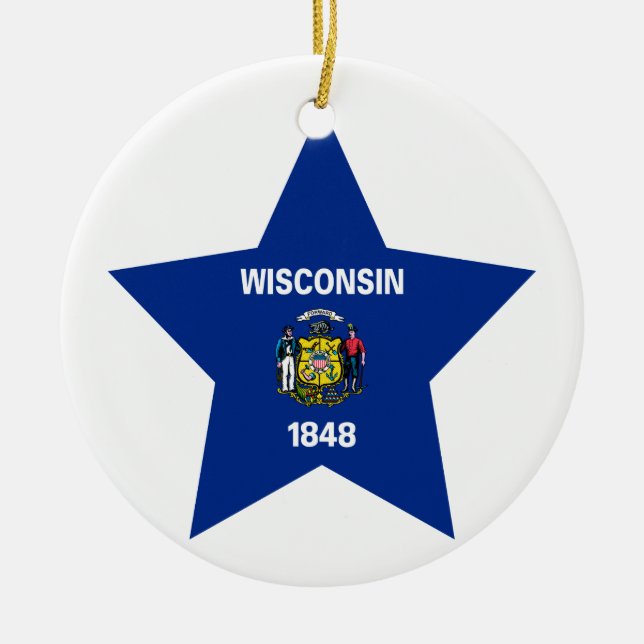 Wisconsin Star Ceramic Ornament (Front)