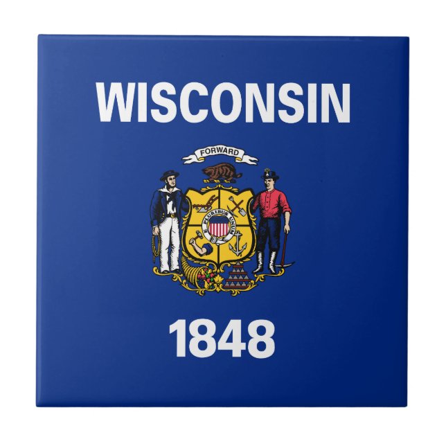 Wisconsin State Flag Ceramic Tile (Front)