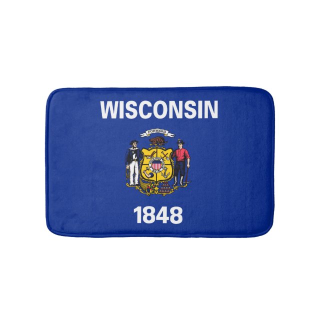 Wisconsin State Flag Design Bath Mat (Front)