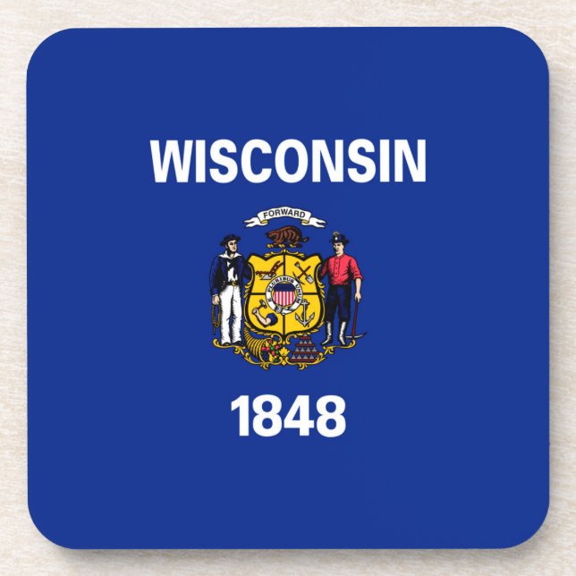 Wisconsin State Flag Design Coaster (Front)