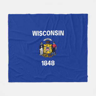 Wisconsin State Flag Design Fleece Blanket