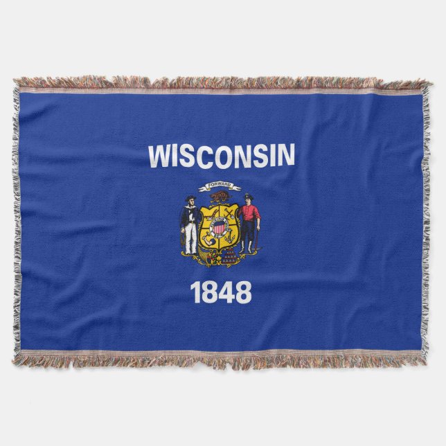 Wisconsin State Flag Design Throw Blanket (Front)
