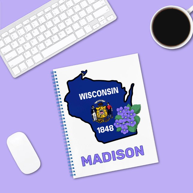 Wisconsin State Flag & Flower Common Blue Violet Notebook (Creator Uploaded)
