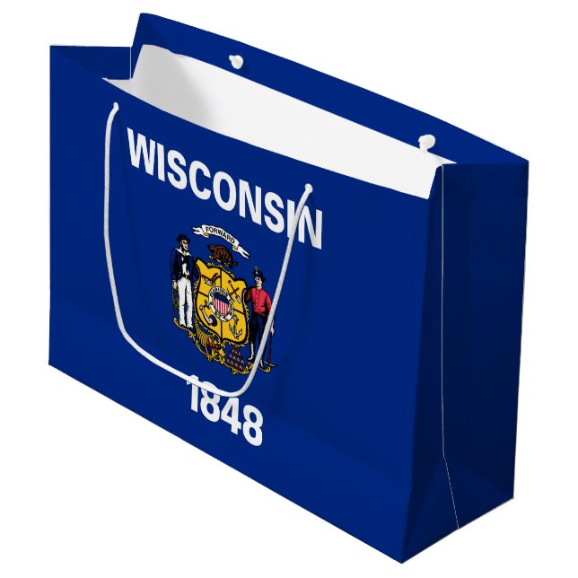 Wisconsin State Flag Large Gift Bag (Front Angled)