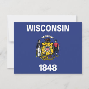 Wisconsin State Flag Sailor Miner Plough Anchor 18 Postcard