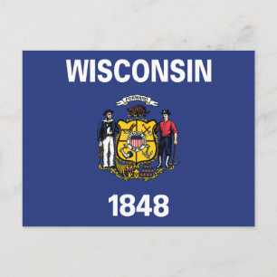 Wisconsin State Flag Sailor Miner Plough Anchor 18 Postcard