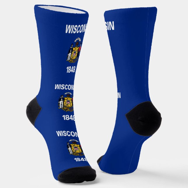 Wisconsin State Flag Socks (Angled)