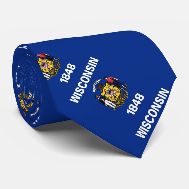 Wisconsin State Flag Tie (Rolled)