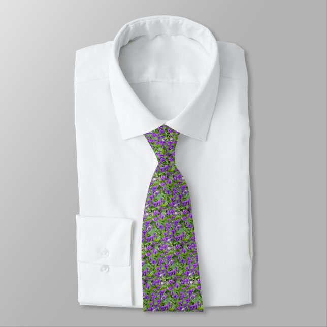 Wisconsin State Flower the Wood Violet Necktie (Tied)