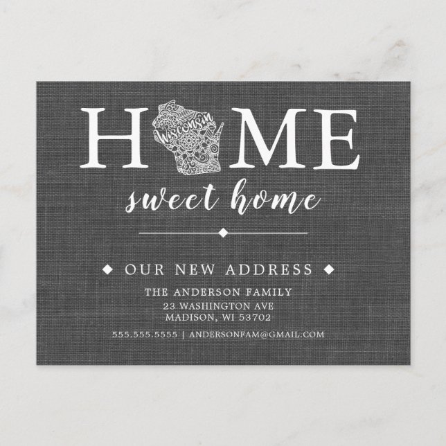 WISCONSIN State Moving Announcement Post Card (Front)