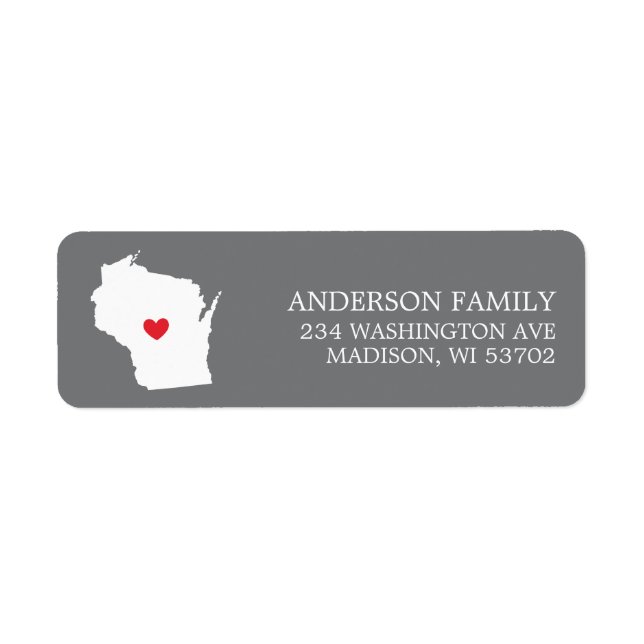 WISCONSIN State | Moving Return Address Label (Front)