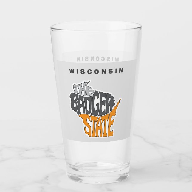 Wisconsin State Nickname Word Art Glass (Front)