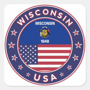 Wisconsin sticker,phone case, tote bag square sticker