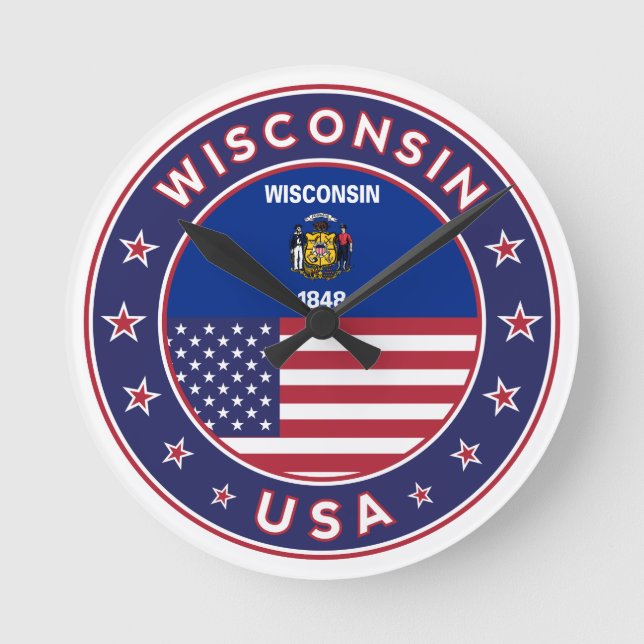 Wisconsin t-shirt, round clock (Front)