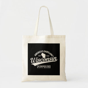 Wisconsin The Badger State EST 1848 State Map Gift Tote Bag