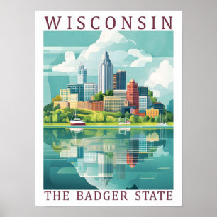 Wisconsin the Badger State USA Travel Place Poster