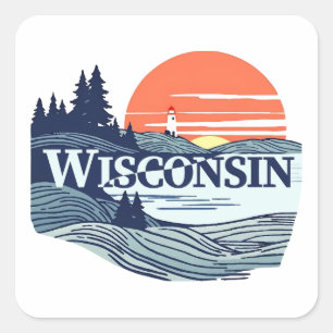 Wisconsin United States of America Square Sticker