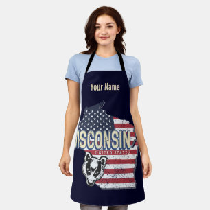 Wisconsin United States State Map Vintage USA Apron