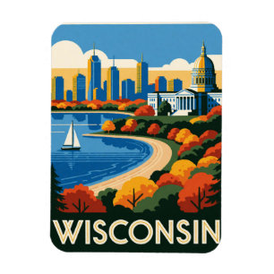 Wisconsin USA Great Lakes Northwoods Travel 🛶 Magnet