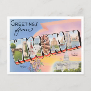 Wisconsin Vintage Big Letters Postcard