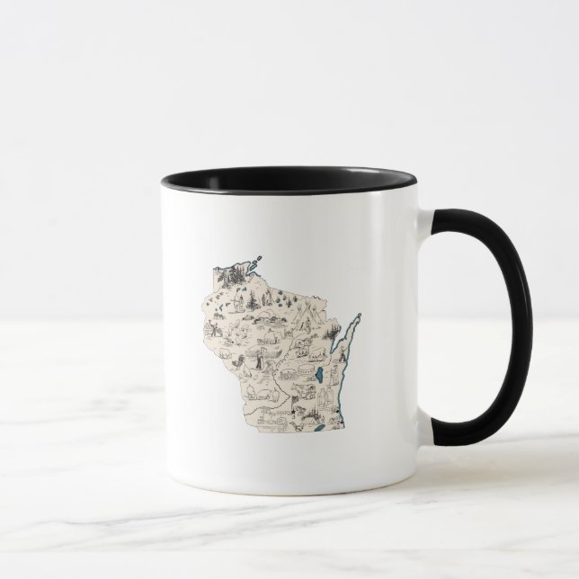 Wisconsin Vintage Picture Map Mug (Right)