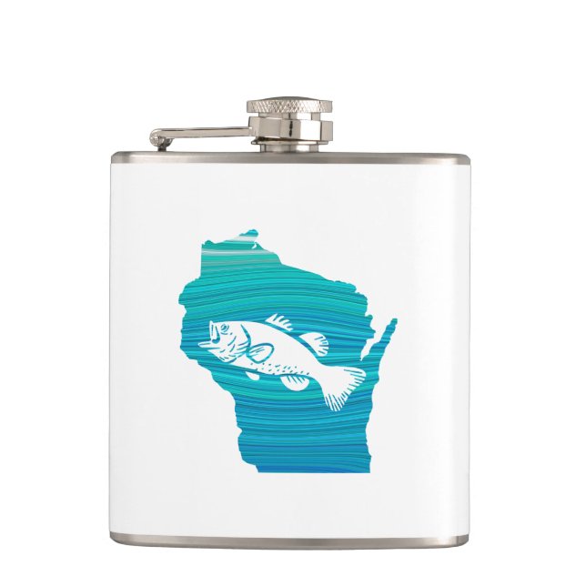 Wisconsin Wave Fishing Hip Flask (Front)