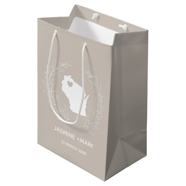 Wisconsin wedding custom   medium gift bag (Front Angled)