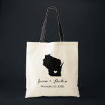 Wisconsin Wedding Welcome Tote Bag<br><div class="desc">Welcome out of town wedding guests with a bag full of snacks and treats personalised with the state where you're getting married and the bride and groom's names and wedding date. Click Customise It to move the heart to show any city or location on the state map. Use the design...</div>