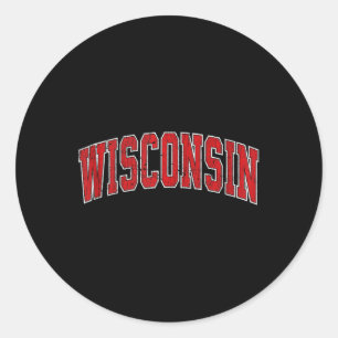 Wisconsin Wi Vintage Athletic Sports Design Tank T Classic Round Sticker