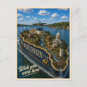 Wisconsin   Wish You Were Here   State Series Postcard