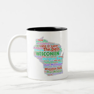 Wisconsin Word Cloud Two-Tone Coffee Mug