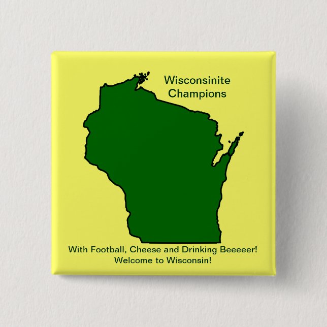 Wisconsinite Champions Football, Cheese and Beer 15 Cm Square Badge (Front)