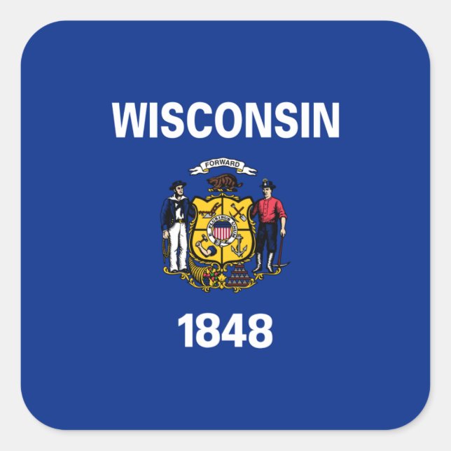 Wisconsinite Flag, Flag of Wisconsin Square Sticker (Front)