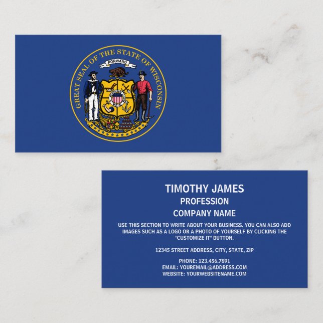 Wisconsinite Seal, Seal of Wisconsin Business Card (Front/Back)