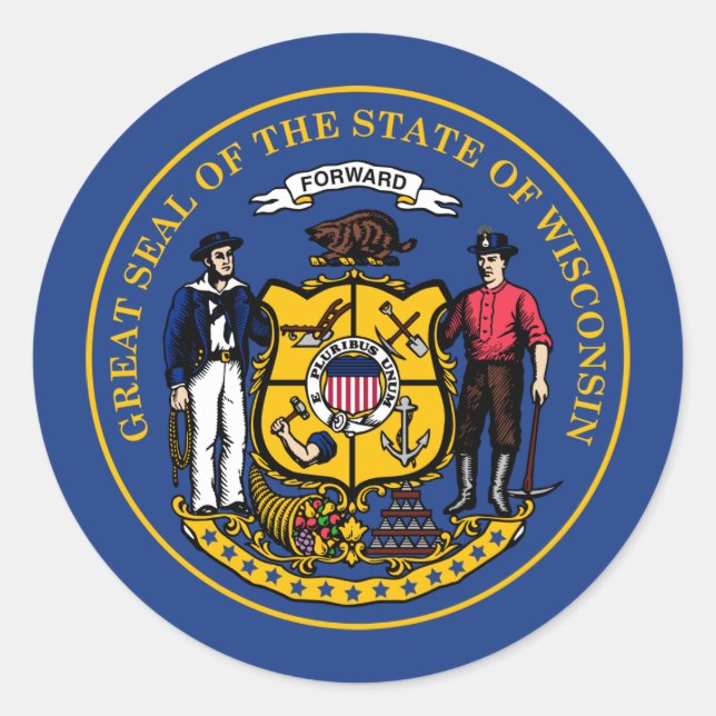 Wisconsinite Seal, Seal of Wisconsin Sticker (Front)