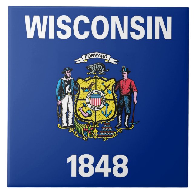 Wiscosnin State Flag Tile (Front)