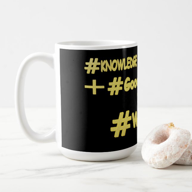 "WISDOM EQUATION" Cute Expression Design. Buy Now Coffee Mug (With Donut)