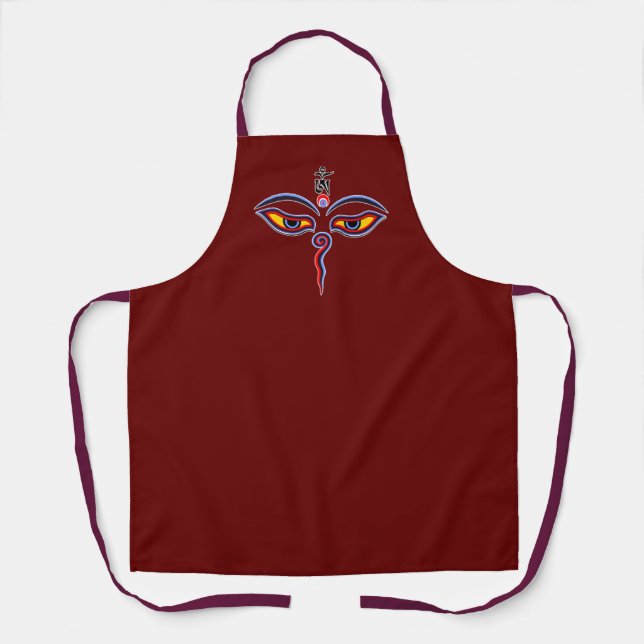 Wisdom Eyes Of Buddha - Bodhnath temple eyes Apron (Front)
