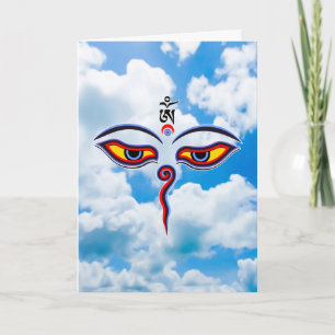 Wisdom Eyes Of Buddha - Bodhnath temple eyes Card