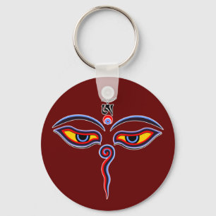 Wisdom Eyes Of Buddha - Bodhnath temple eyes Key Ring