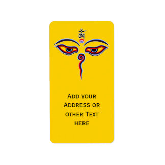 Wisdom Eyes Of Buddha - Bodhnath temple eyes Label