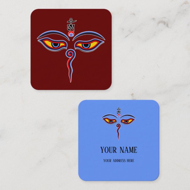 Wisdom Eyes Of Buddha - Bodhnath temple eyes Square Business Card (Front/Back)