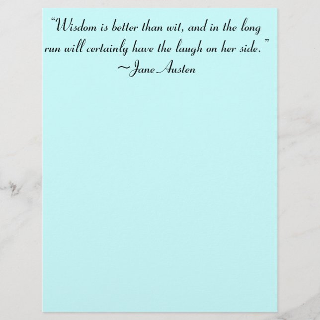 Wisdom is Better Than Wit Jane Austen Quote (Front)
