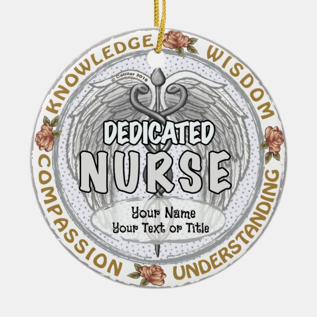 Wisdom nurse  ceramic ornament (Front)