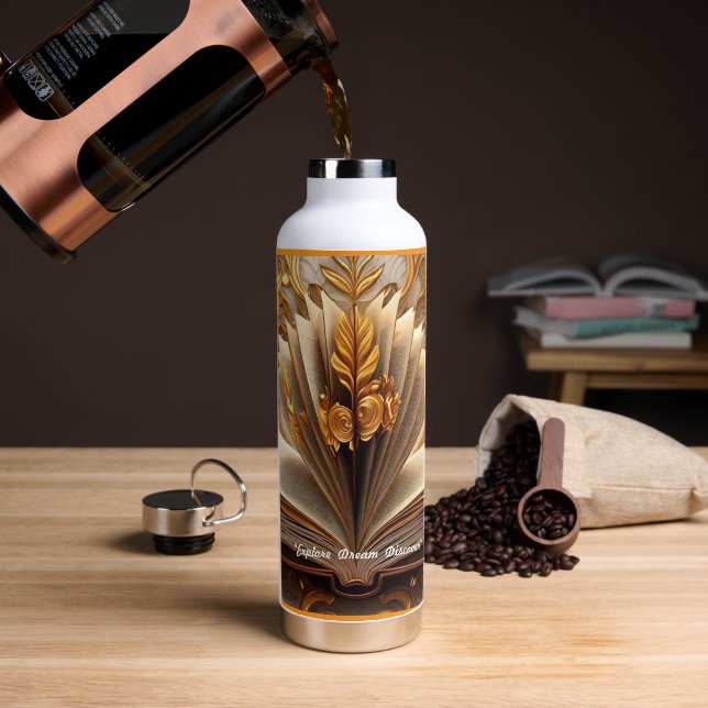 "Wisdom of Book" Water Bottle (Coffee)