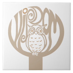 Wisdom owl in a tree tile